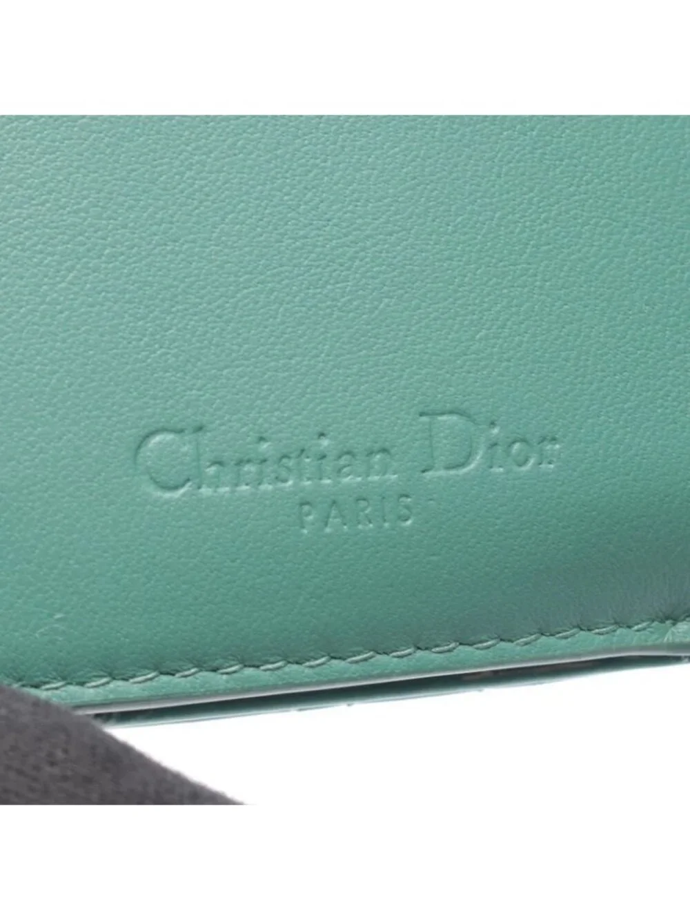 Dior Trifold Wallet Lady Lotus Blue Green Patent Leather Handbag